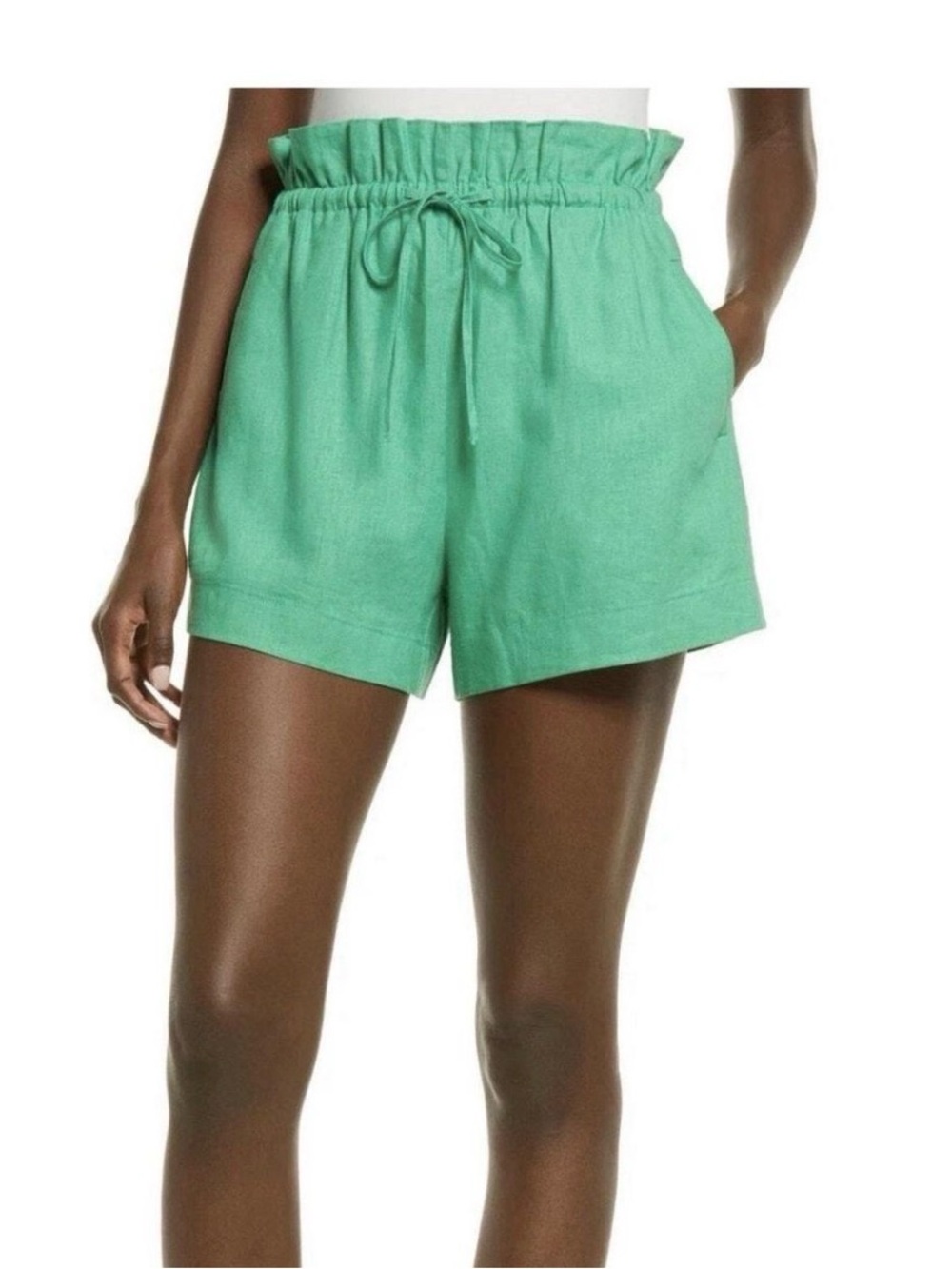 High-Rise Green Drawstring Women’s Shorts